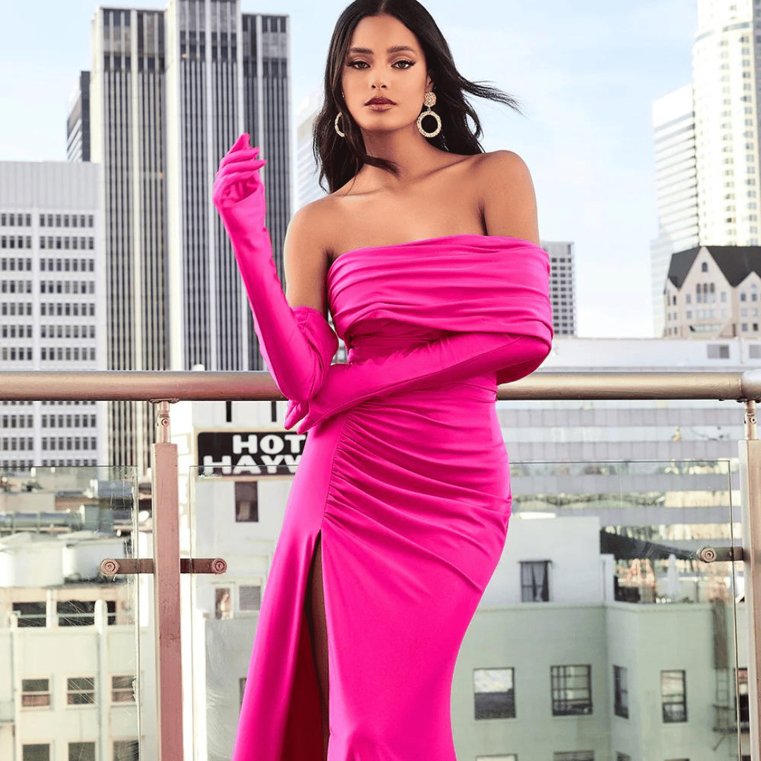 pink barbie dresses for adults Adult Classic Barbie The Movie Bodycon Dress Costume + Necklace Large NEW W Tags