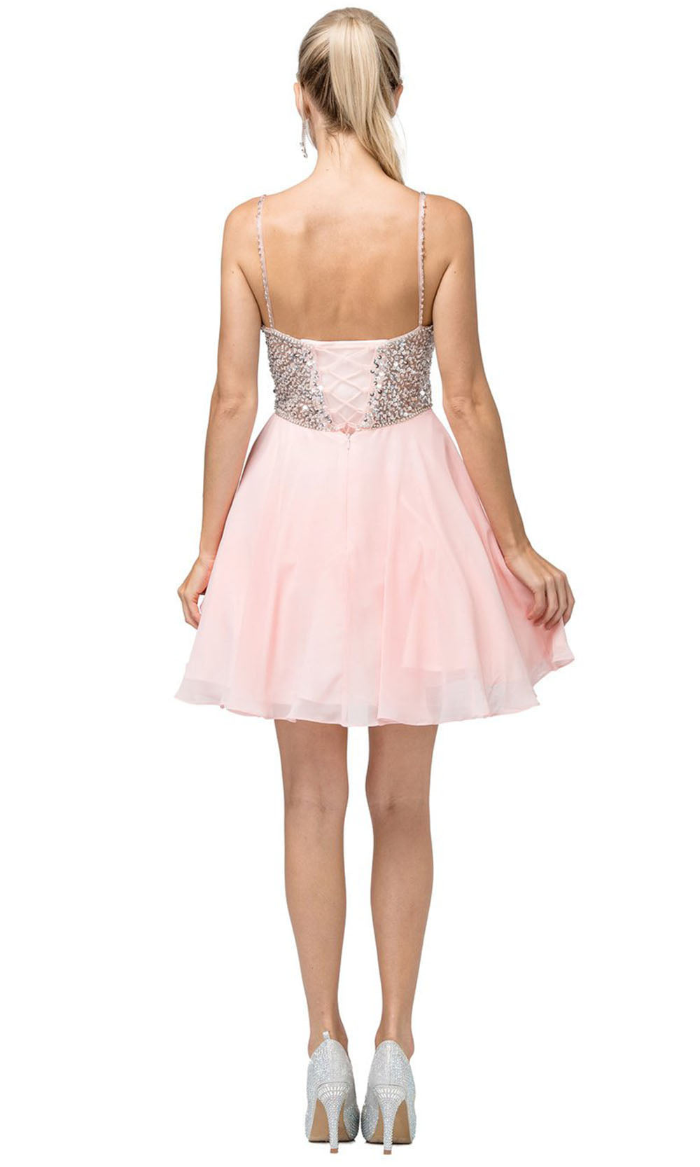 Dancing Queen - 3226 Spaghetti Strap Sequin-Ornate A-Line Dress In Pinkgrade 8 grad dresses, graduation dresses