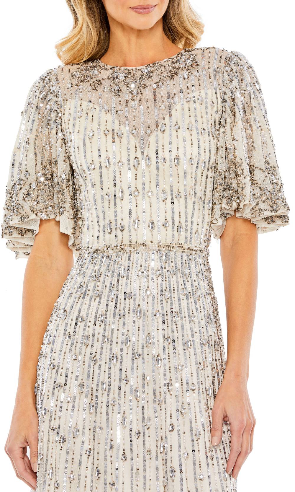 Mac Duggal 5579 Nude Silver