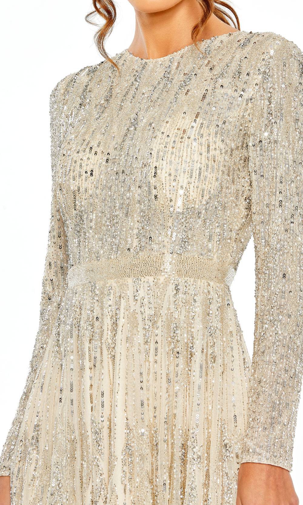 Mac Duggal 5923 Silver Nude