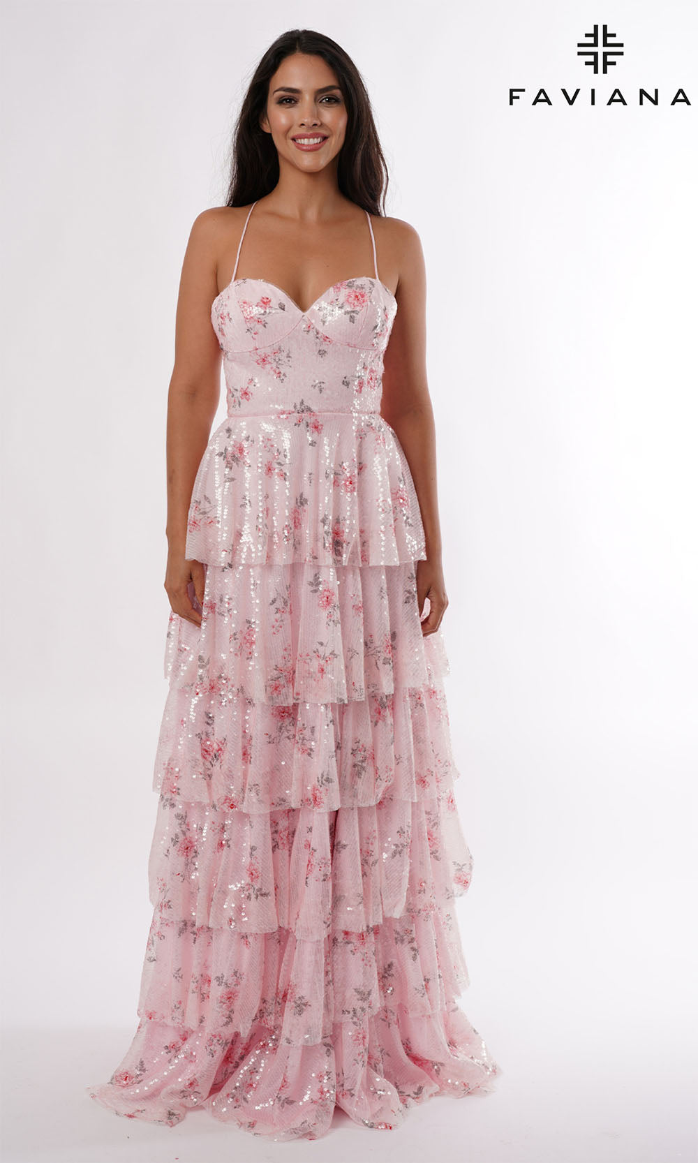 Faviana E11223 Light Pink Floral