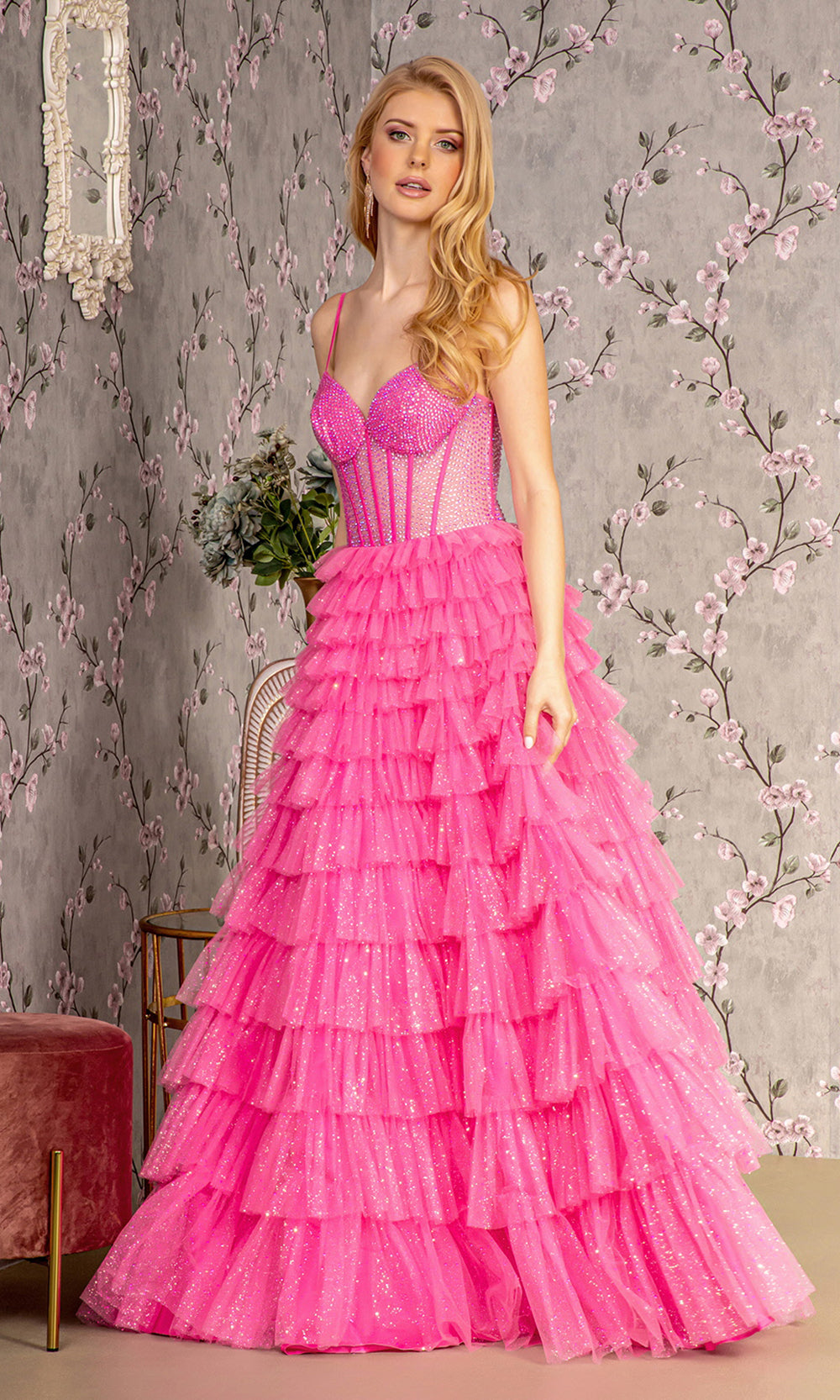 marlas prom dresses CURVE GLITTER COWL A-LINE GOWN BY LADIVINE CD252C Bridal Hive