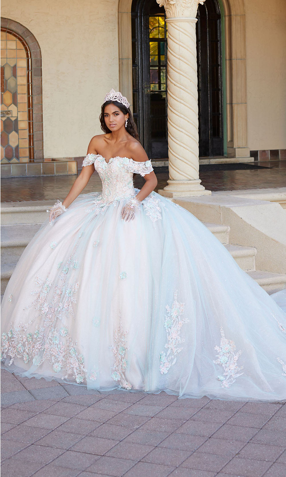 House of Wu 26055 Aqua/Pink