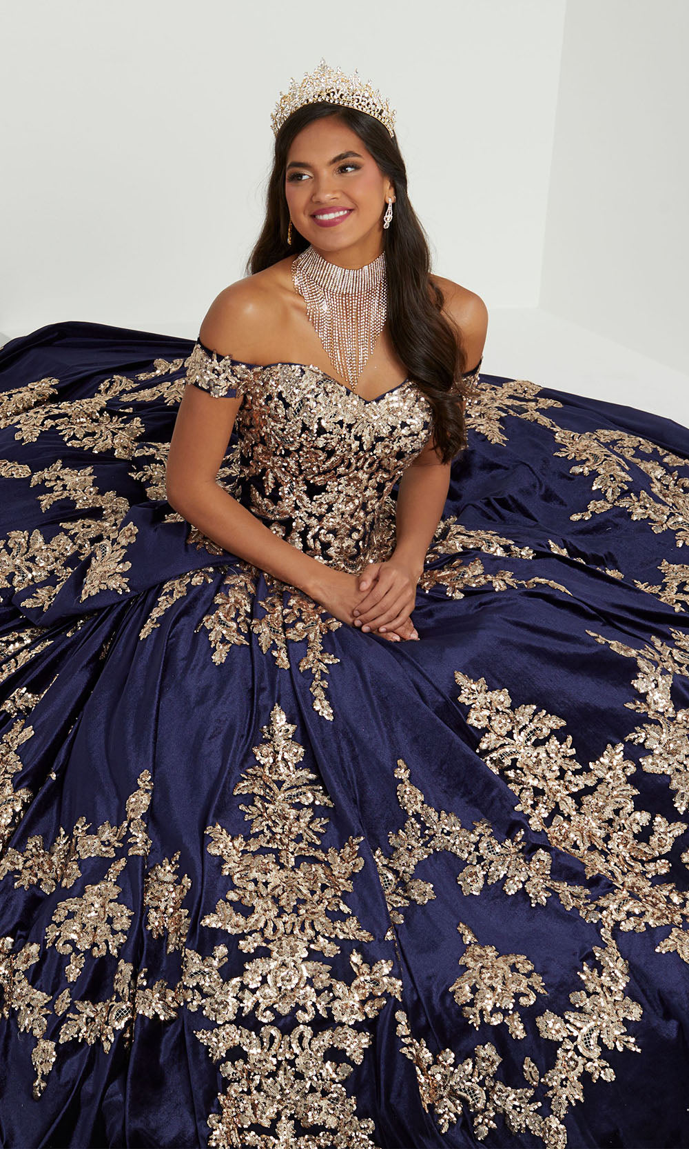 House of Wu 26065 Navy/Rose Gold