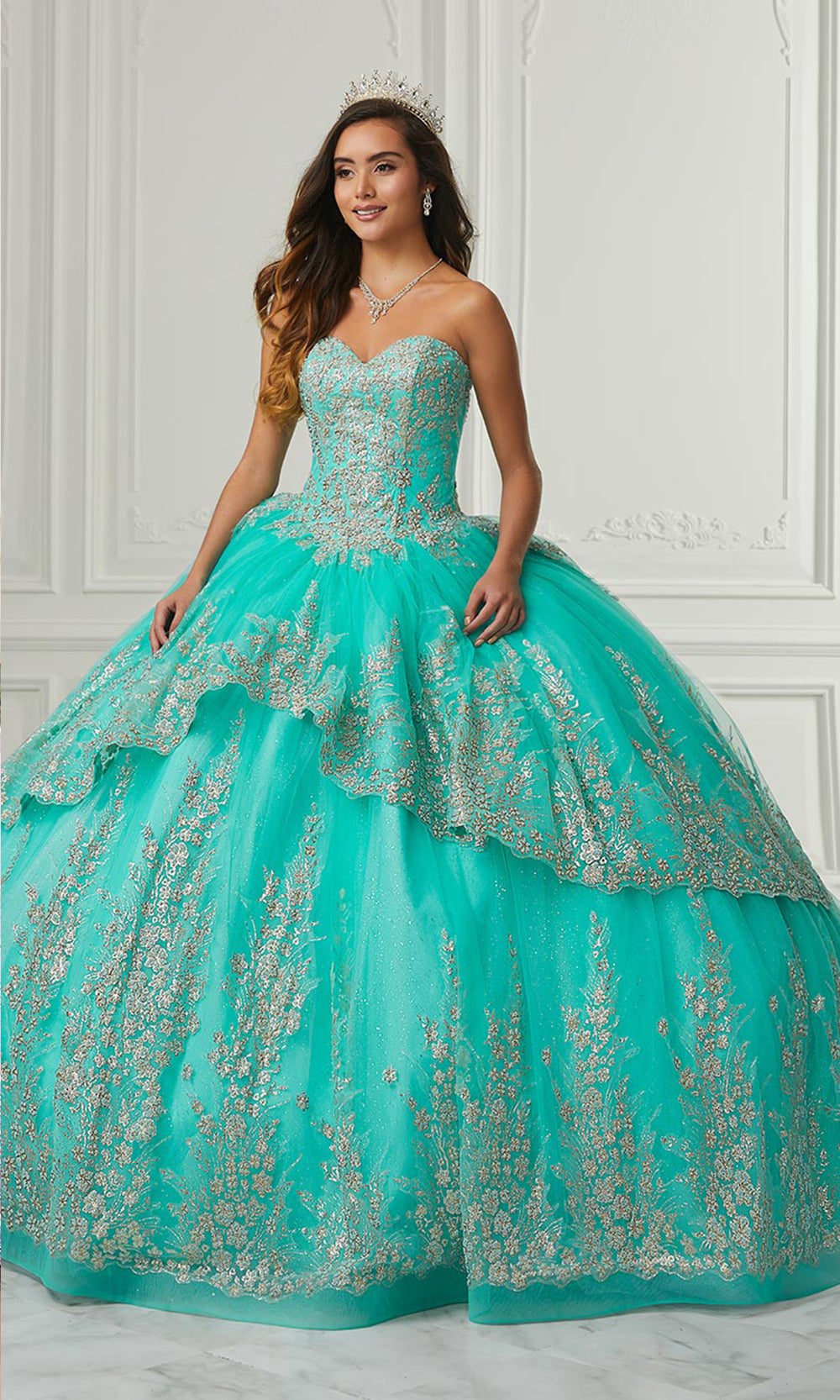 House of Wu 26986 Aqua/Gold