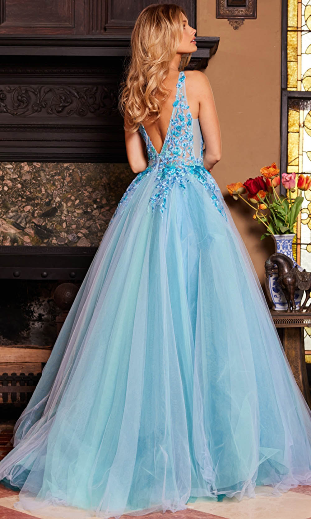 Jovani23577BlueMulti Back