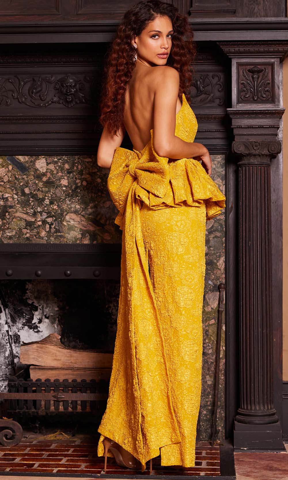 Jovani 23849 Mustard Back