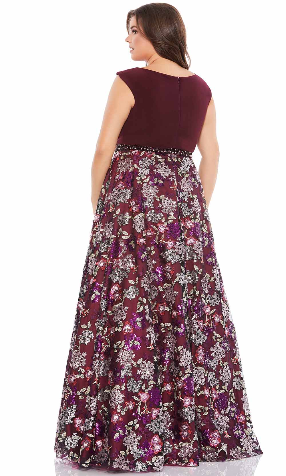 Mac Duggal - 67764F V Neck Embellished A-Line Gown In Red