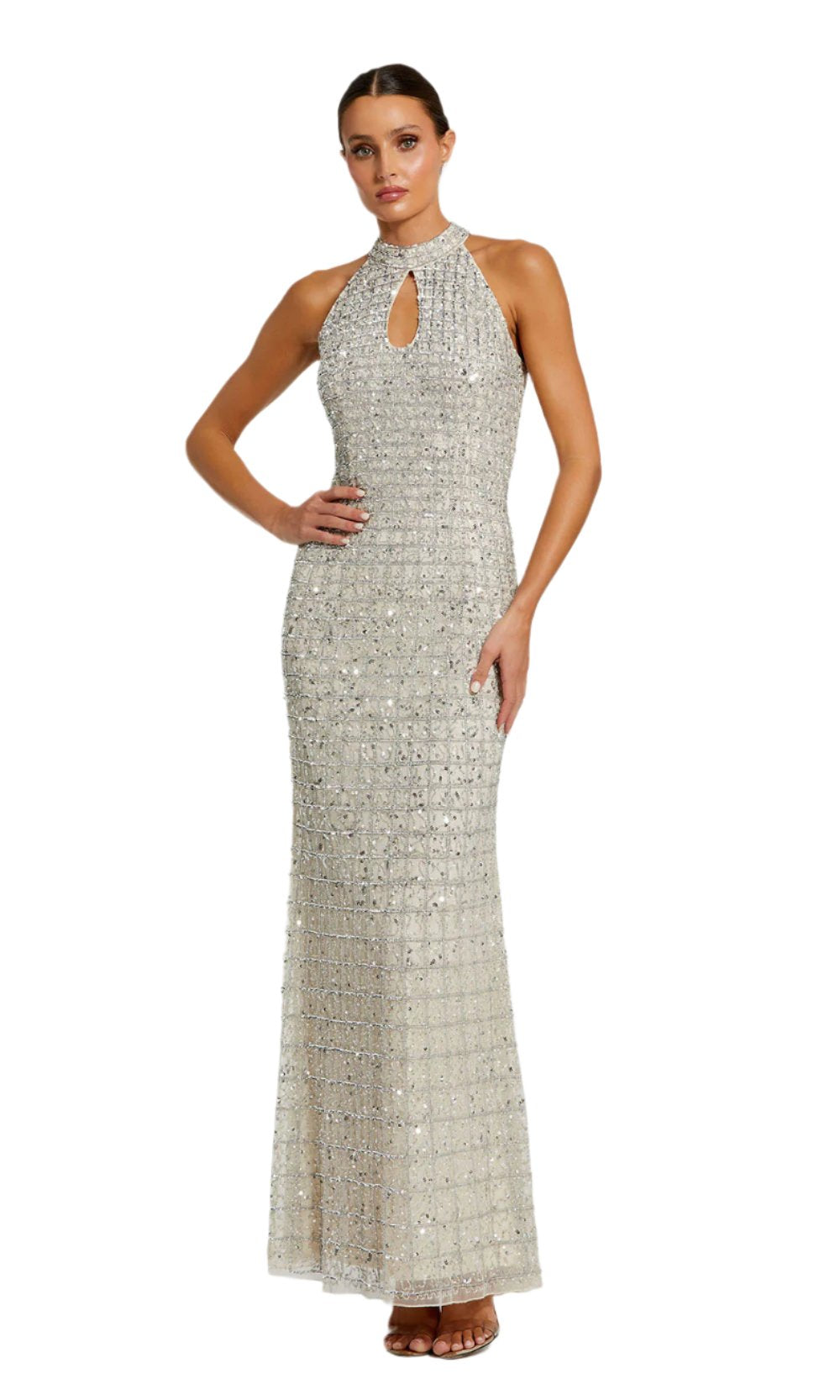 Mac Duggal 23018 Nude Silver
