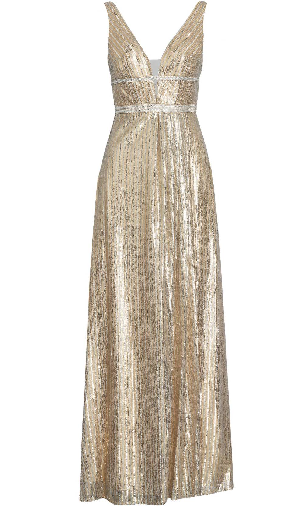 Mac Duggal - 49012M Sequined High Slit Long Dress In Silver and Gray