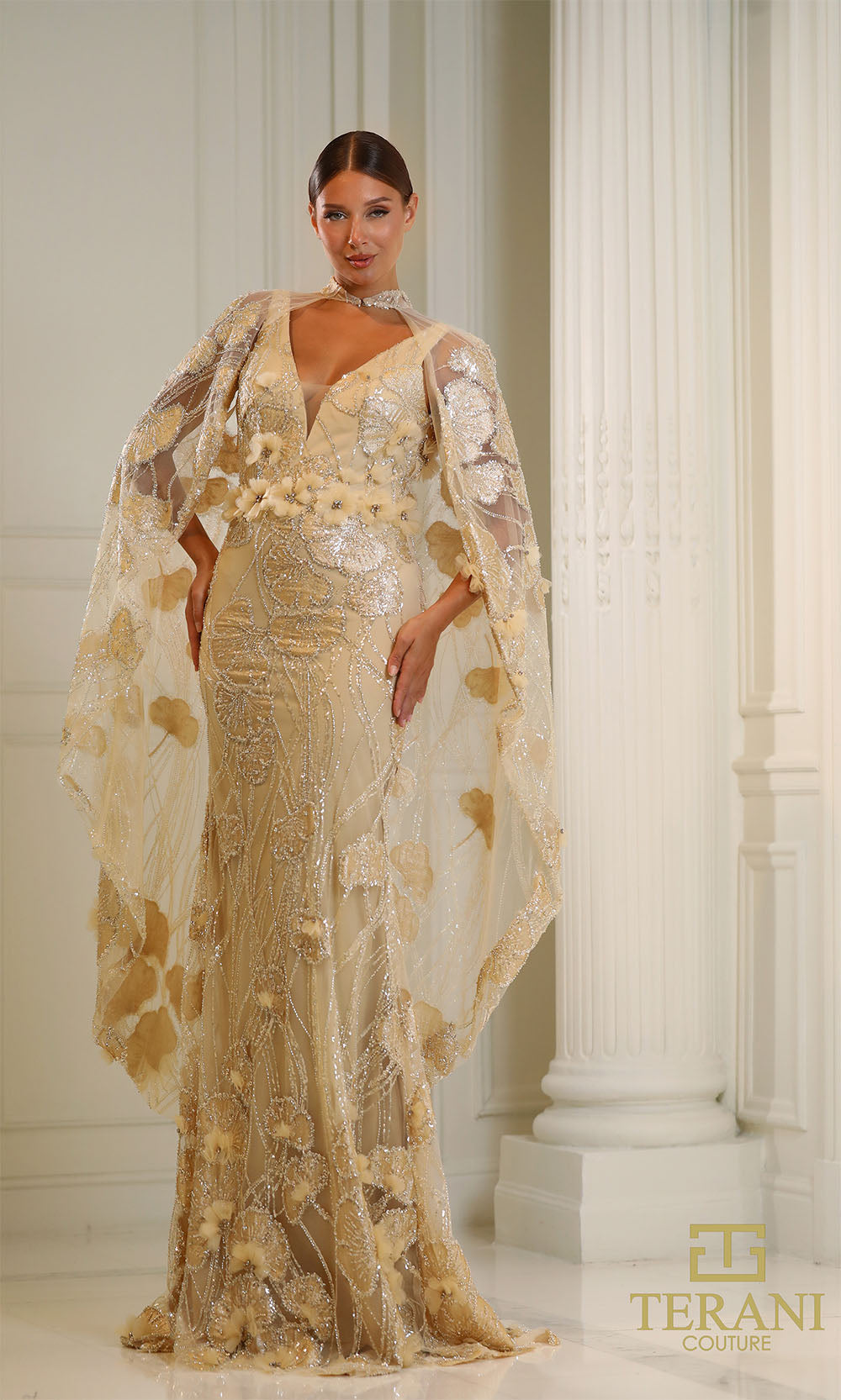Terani Couture 251M4326 Light Gold