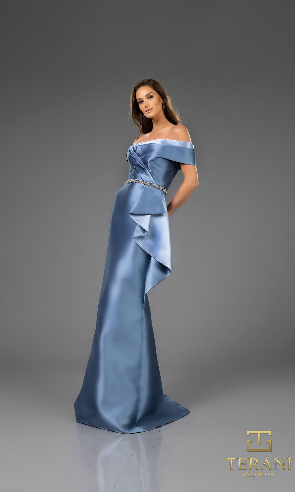 Terani Couture 251M4452 Denim Blue