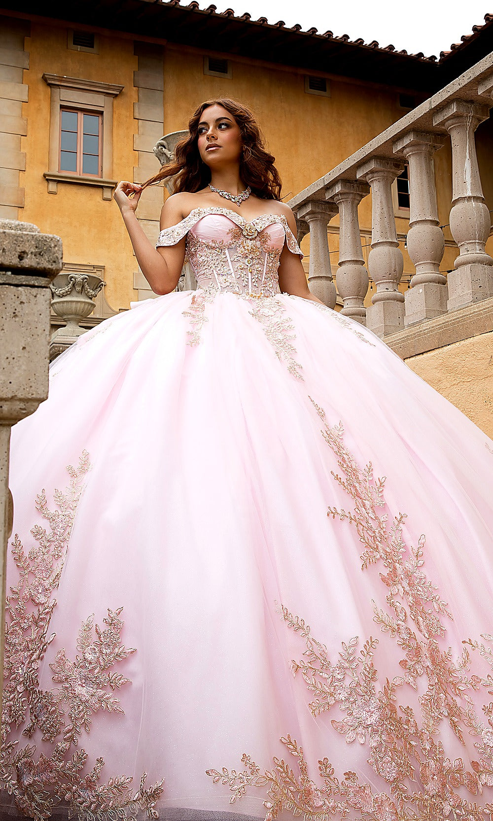 Bella Princess PQ1082 Blush Pink Quinceanera Ball Gown Dress