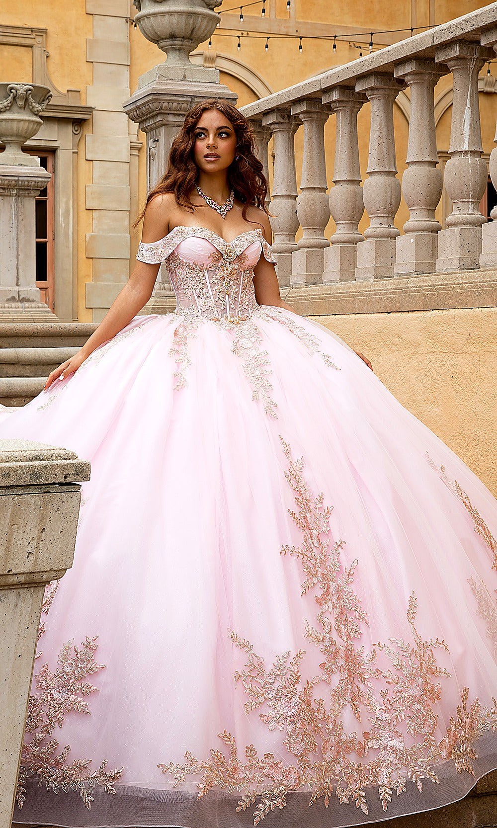 Bella Princess PQ1082 Blush Pink Quinceanera Ball Gown Dress