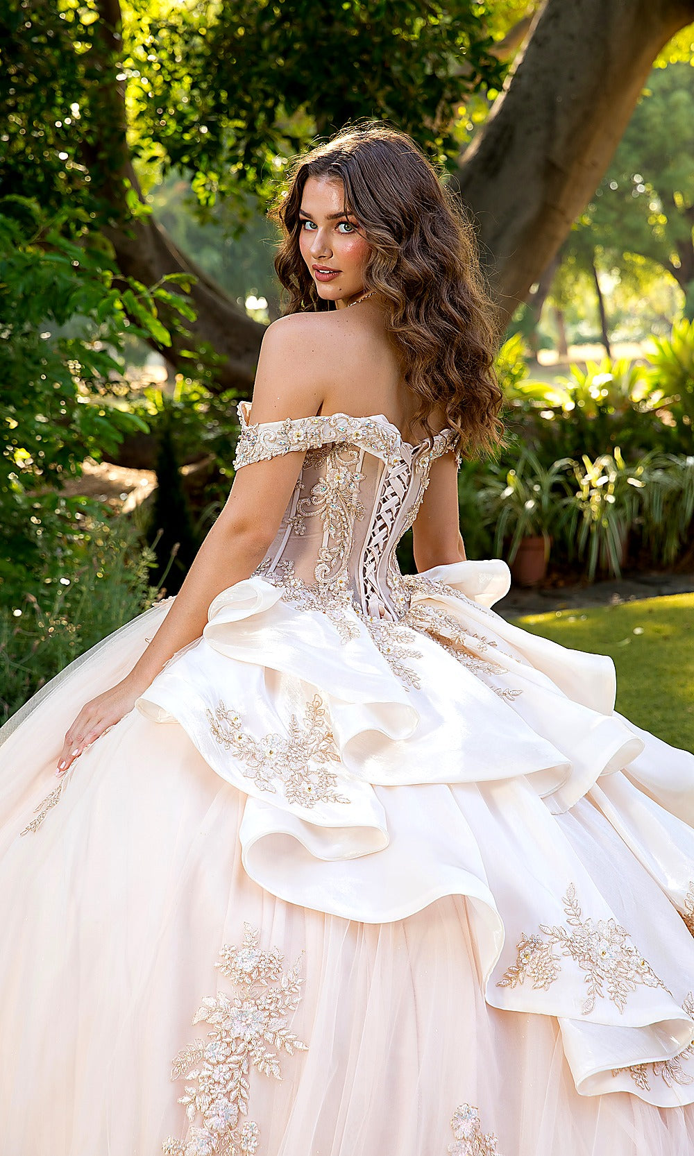 Bella Princess PQ1082 Champagne Gold Quinceanera Ball Gown Dress