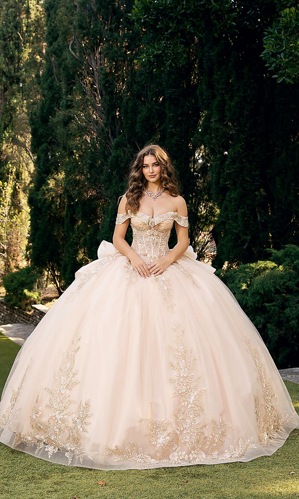 Bella Princess PQ1082 Champagne Gold Quinceanera Ball Gown Dress