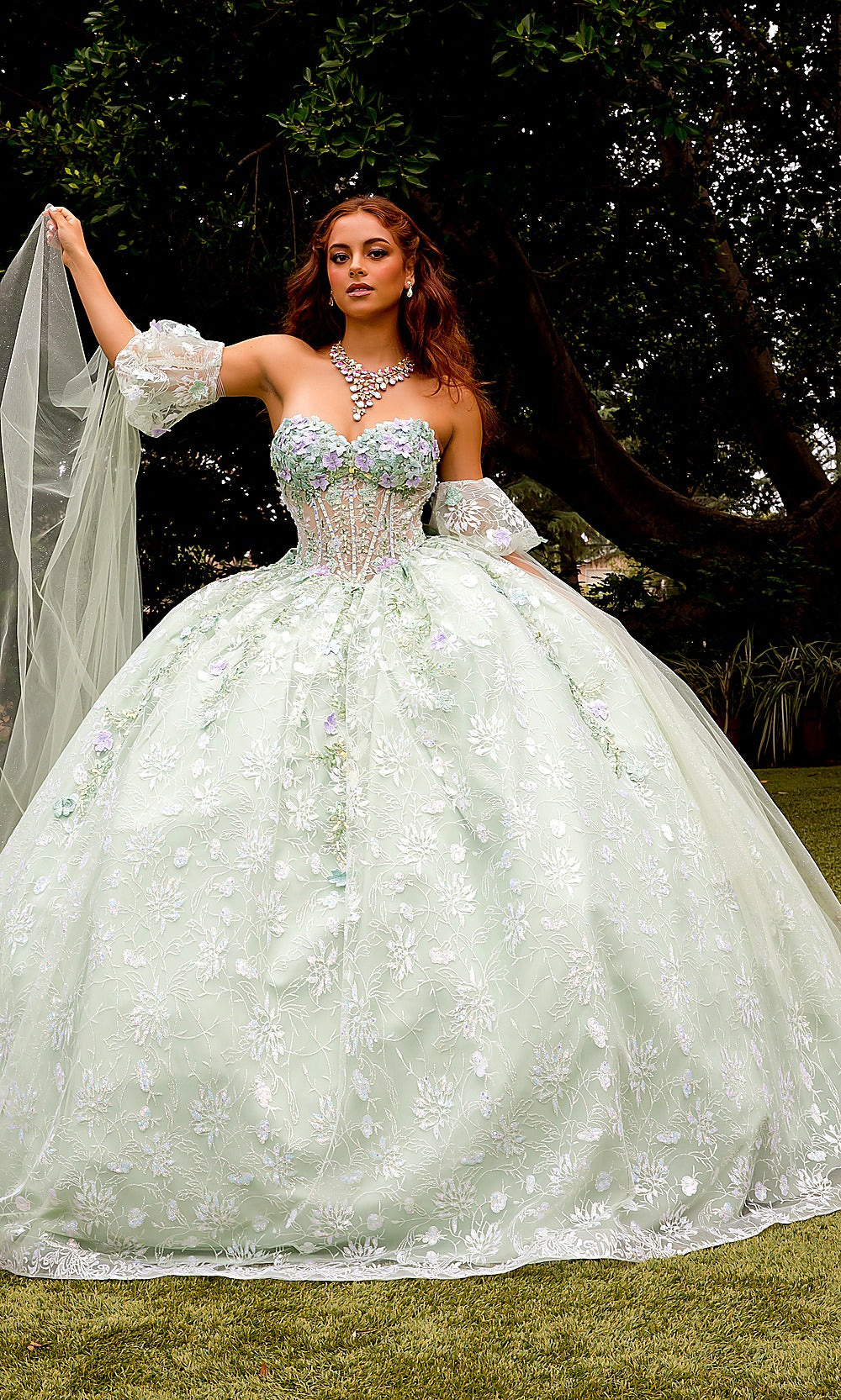 Bella Princess PQ1084 Sage Green Quinceanera Ball Gown Dress