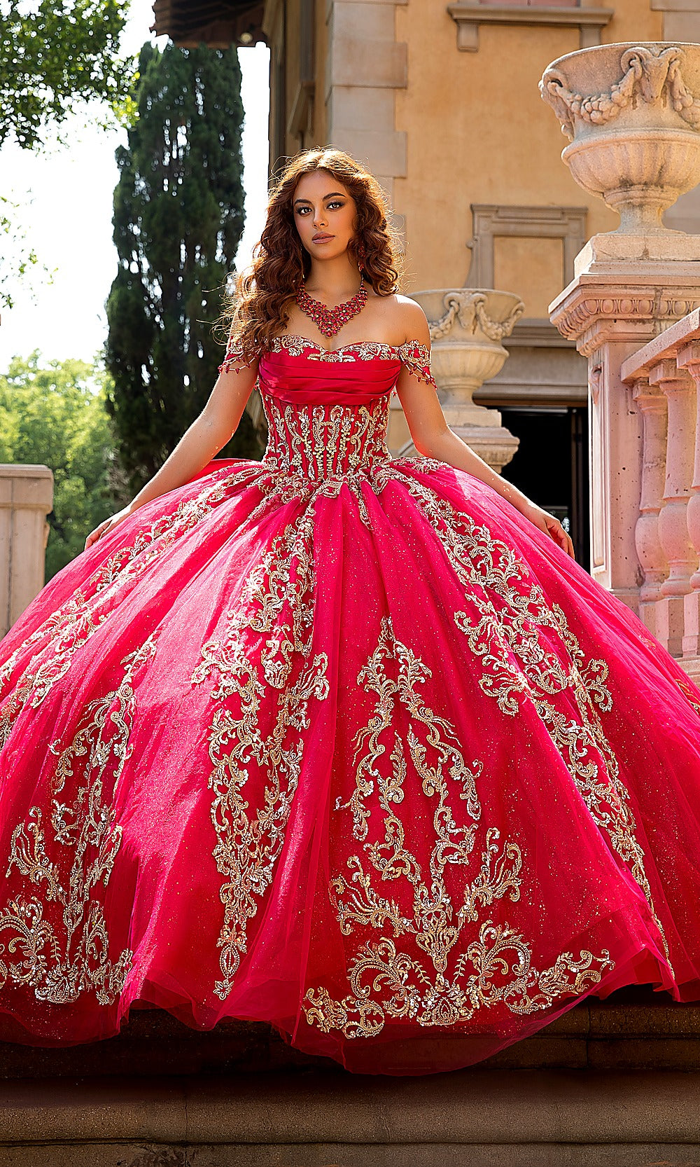 Bella Princess PQ1086 Red Quinceanera Ball Gown Dress