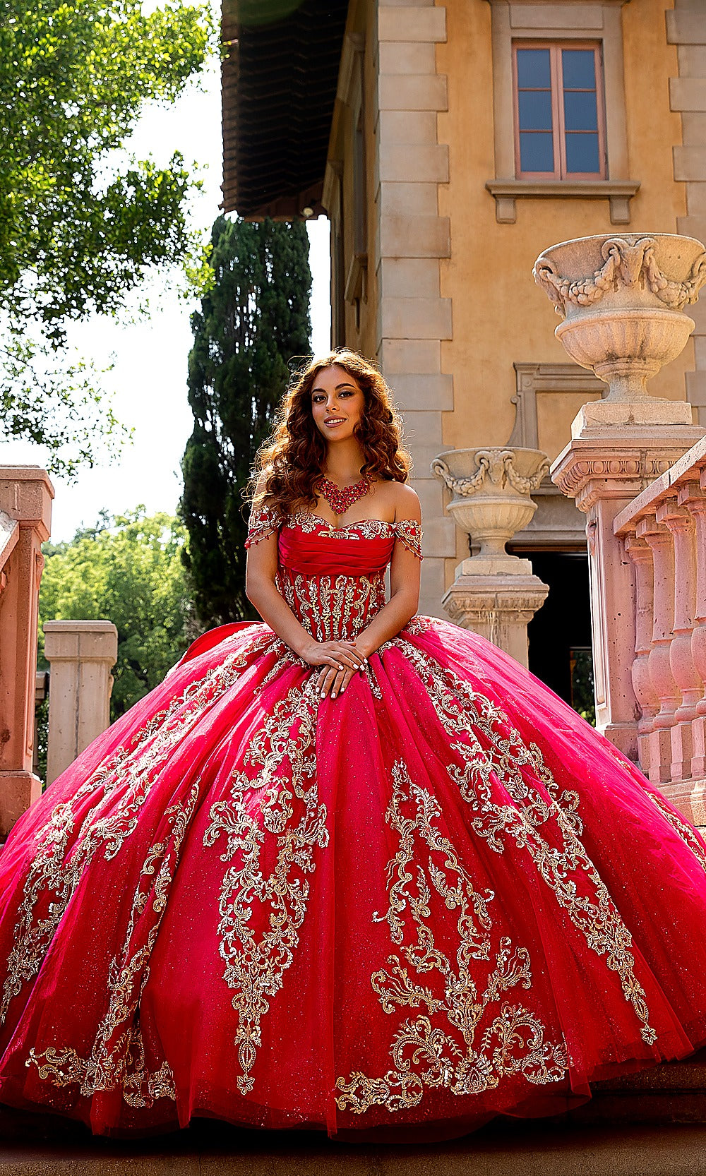 Bella Princess PQ1086 Red Quinceanera Ball Gown Dress