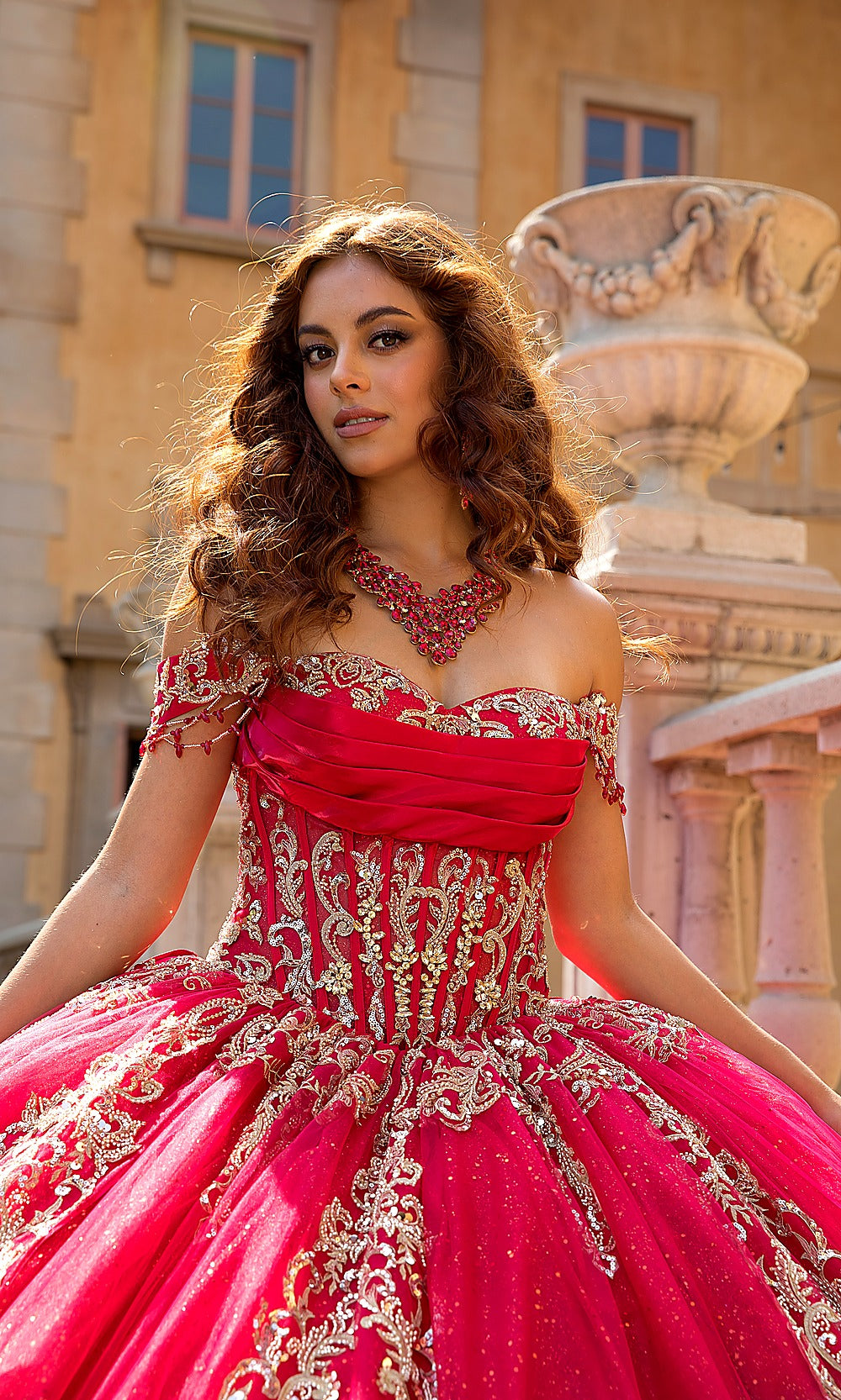 Bella Princess PQ1086 Red Quinceanera Ball Gown Dress