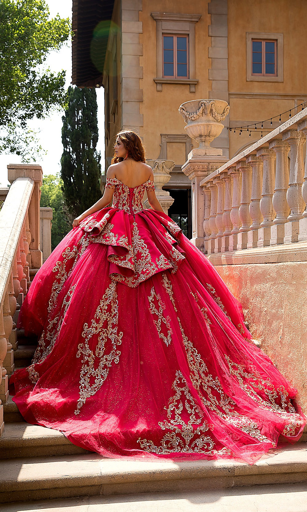 Bella Princess PQ1086 Red Quinceanera Ball Gown Dress