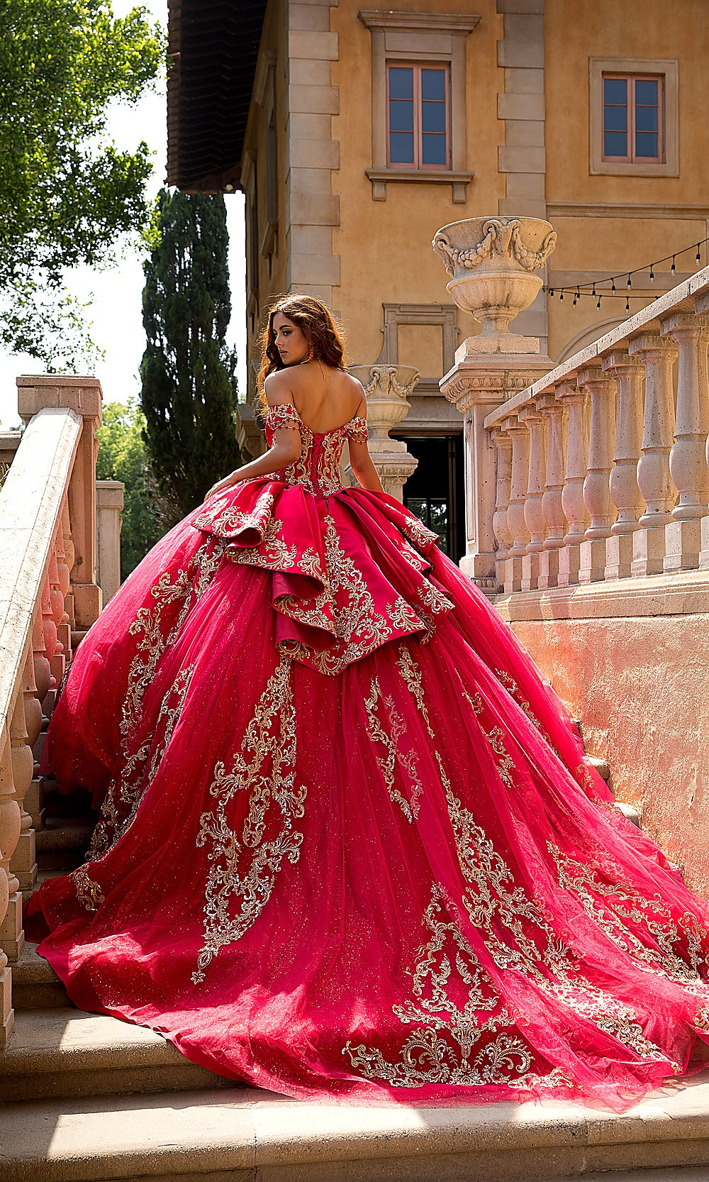 Bella Princess PQ1086 Red Quinceanera Ball Gown Dress