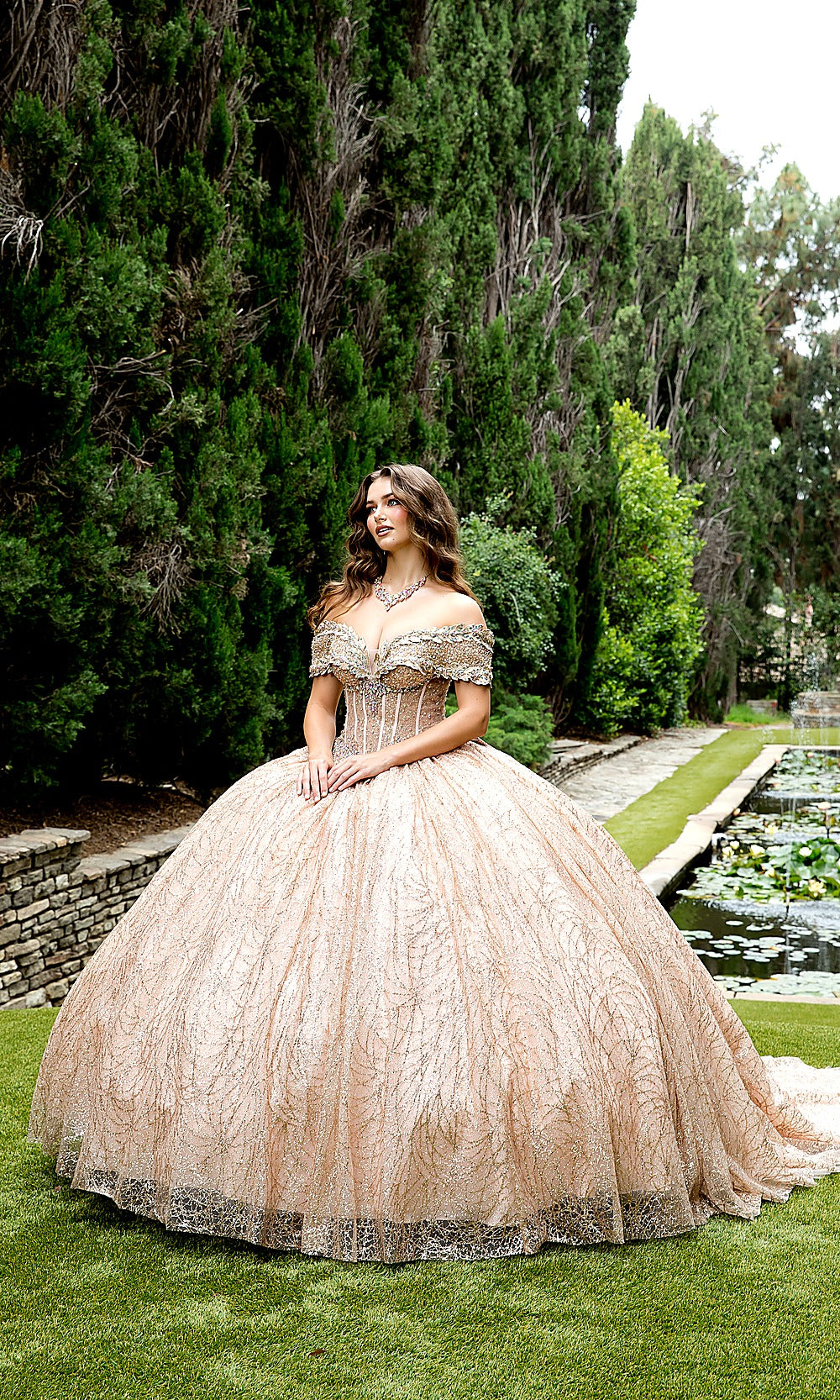 Bella Princess PQ1087 Champagne Gold Quinceanera Ball Gown Dress