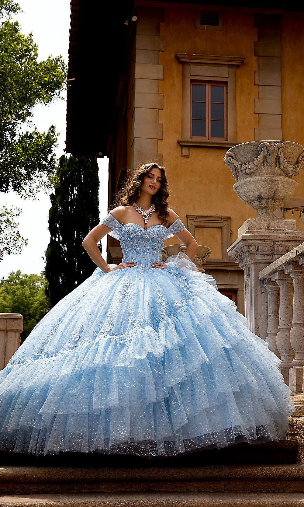 Bella Princess PQ1092 Princess Blue Quinceanera Ball Gown Dress