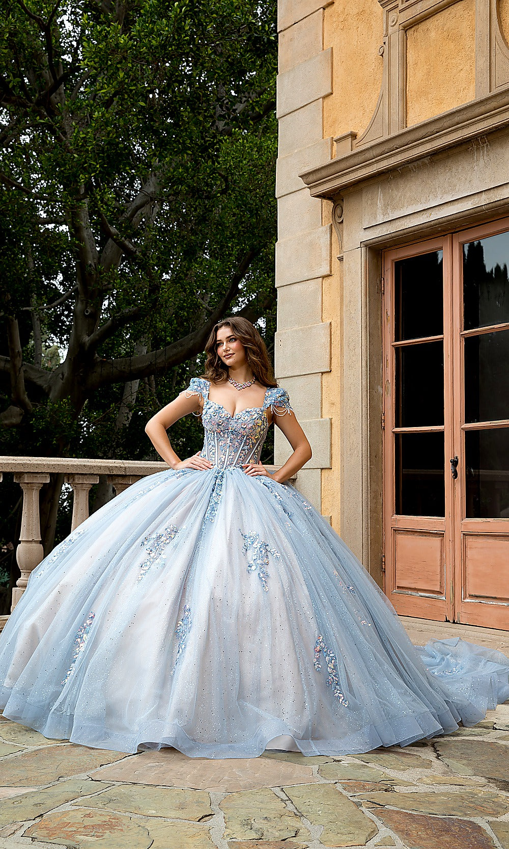 Bella Princess PQ1094 Blue Quinceanera Ball Gown Dress