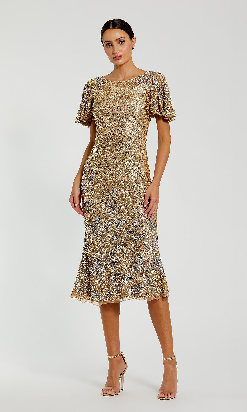 Mac Duggal 6118 Cocktail Dress - Nude Gold - AB