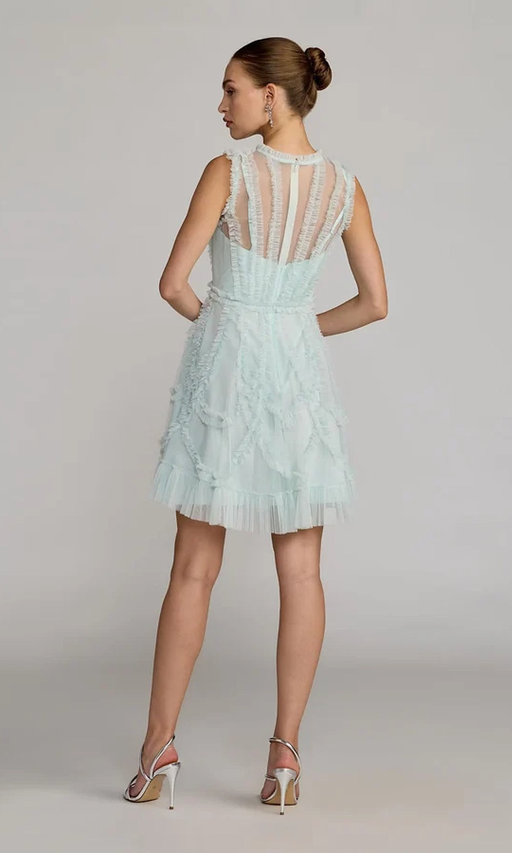 Mac Duggal 8289 Short Tulle Illusion High-Neck Fit-and-Flare Dress