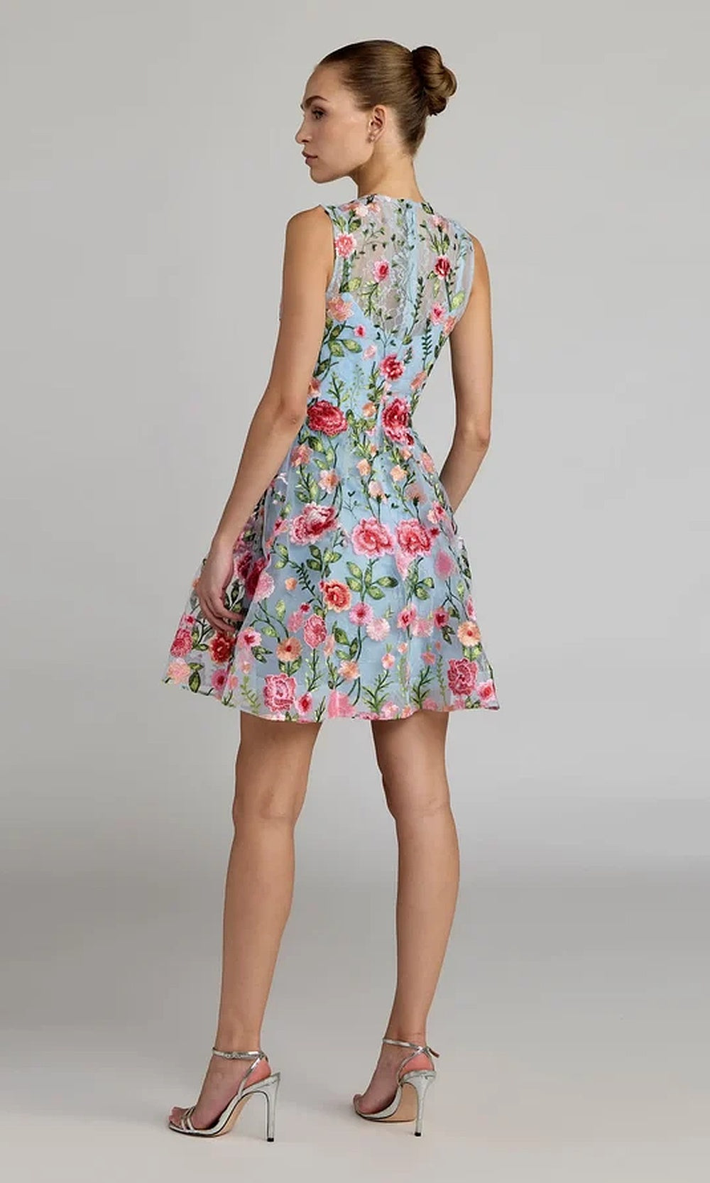 Mac Duggal 56409 Floral Embroidered Mesh Fit-and-Flare Short Dress