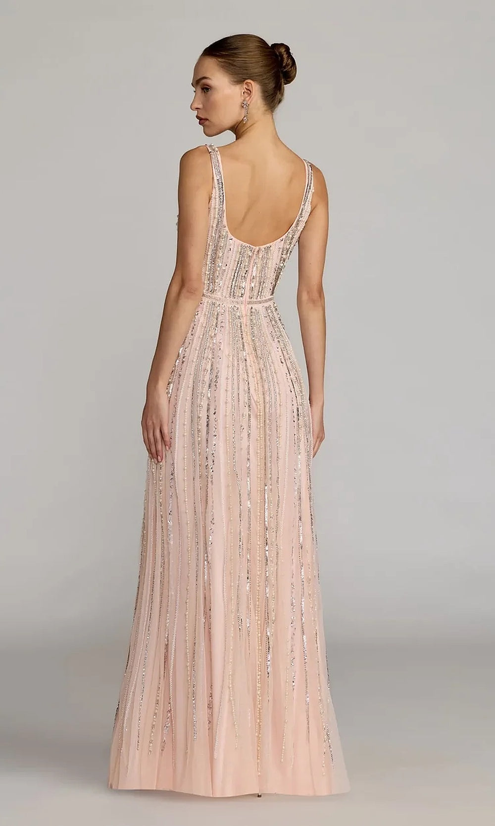 Mac Duggal 94080 Fully-Beaded Pearl Sequin A-Line Scoop-Neck Gown