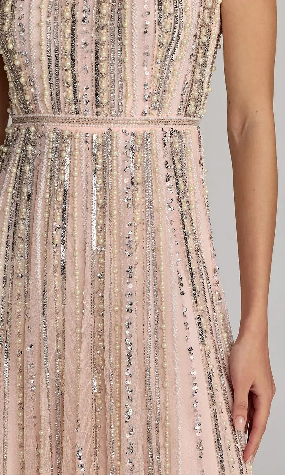 Mac Duggal 94080 Fully-Beaded Pearl Sequin A-Line Scoop-Neck Gown
