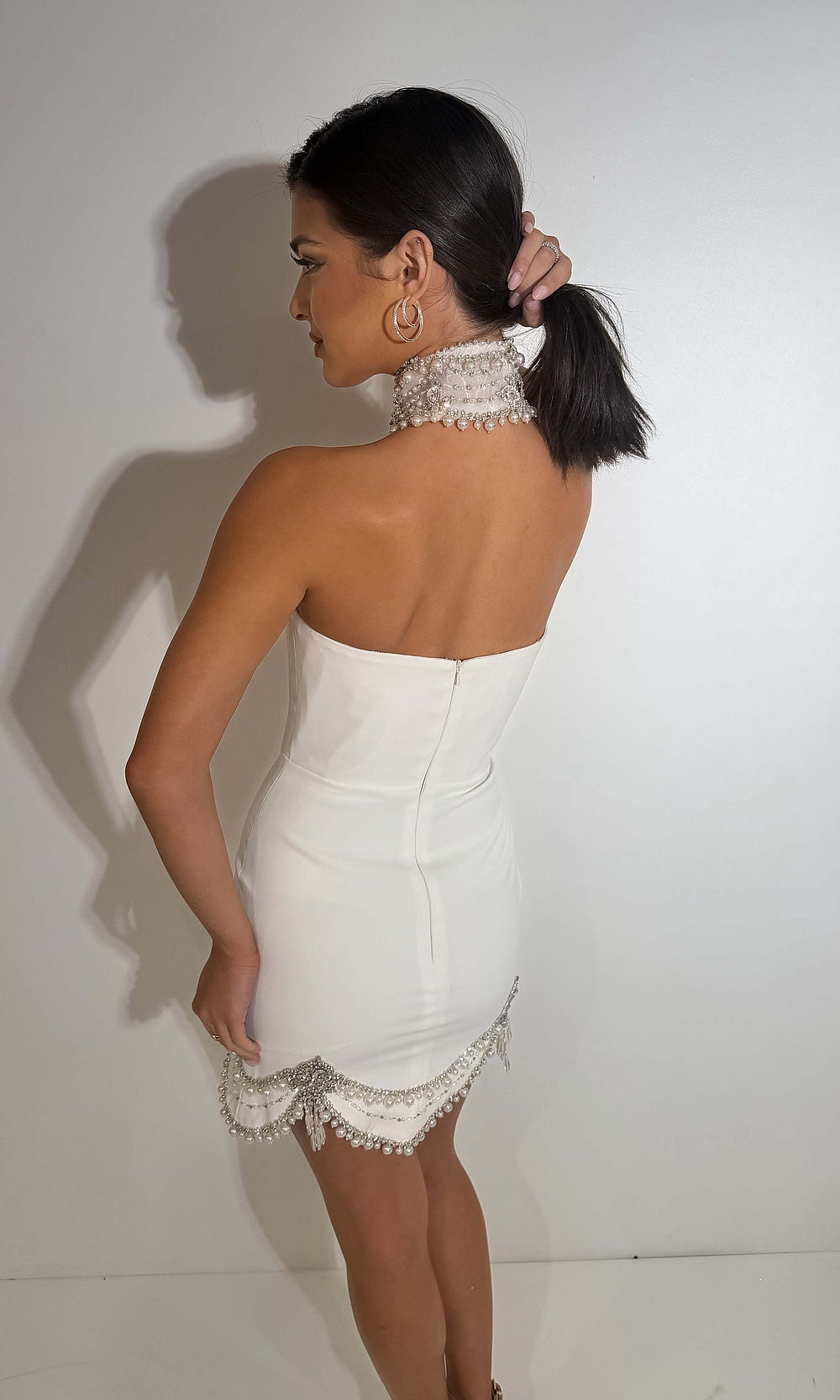 Portia and Scarlett PS26708 Strapless Fitted Jersey Dress with Beaded Fringe Hem