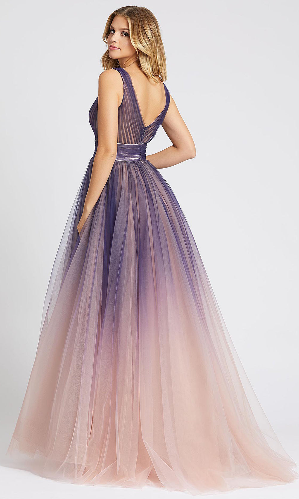 Mac Duggal - 20221I Deep V Neck A-Line Gown In Purple