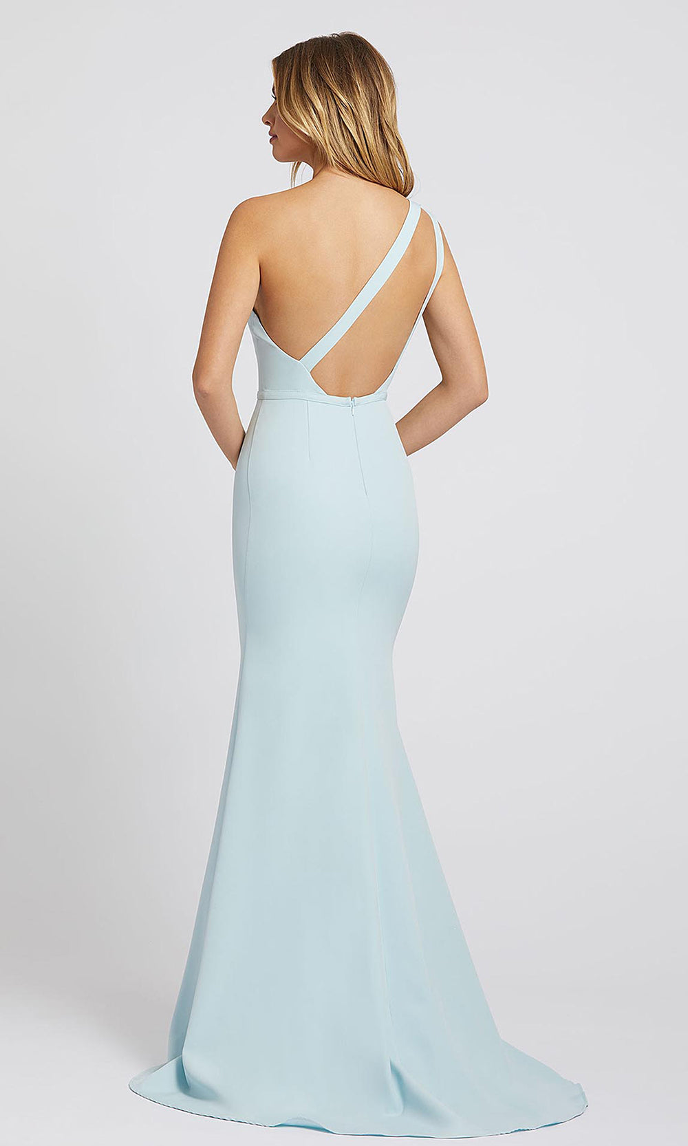 Mac Duggal - 26266I Asymmetrical Bodice Long Mermaid Dress In Blue