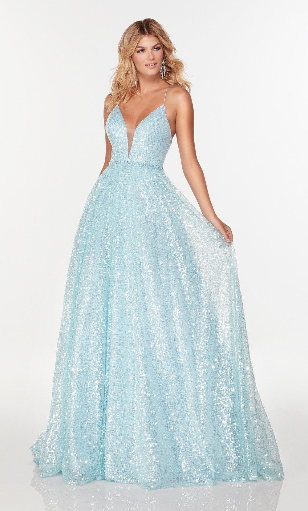 Alyce Paris - 61068 Sleeveless Sequin Ballgown In Blue