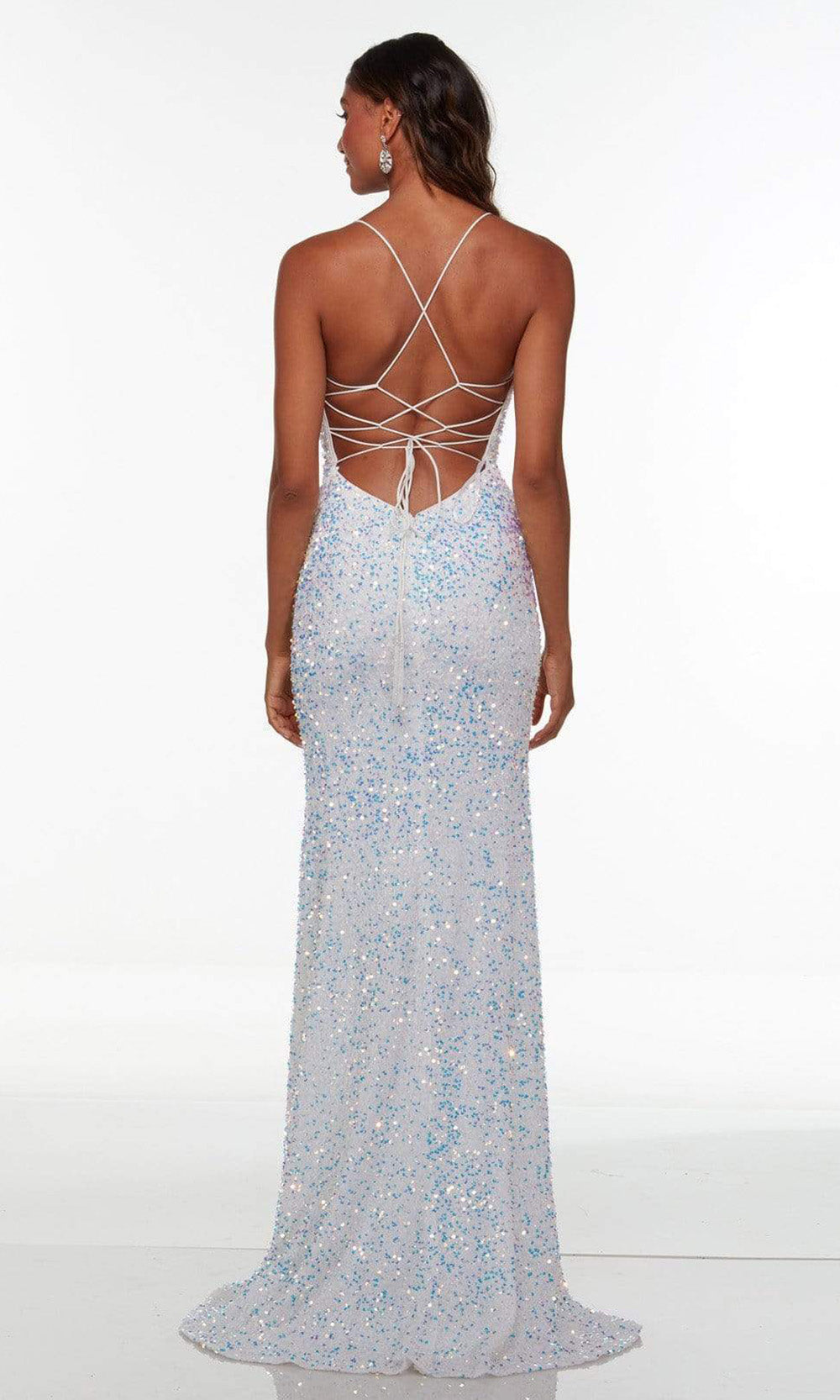 Alyce Paris - 61181 Lace Up Back Sequin Gown In White