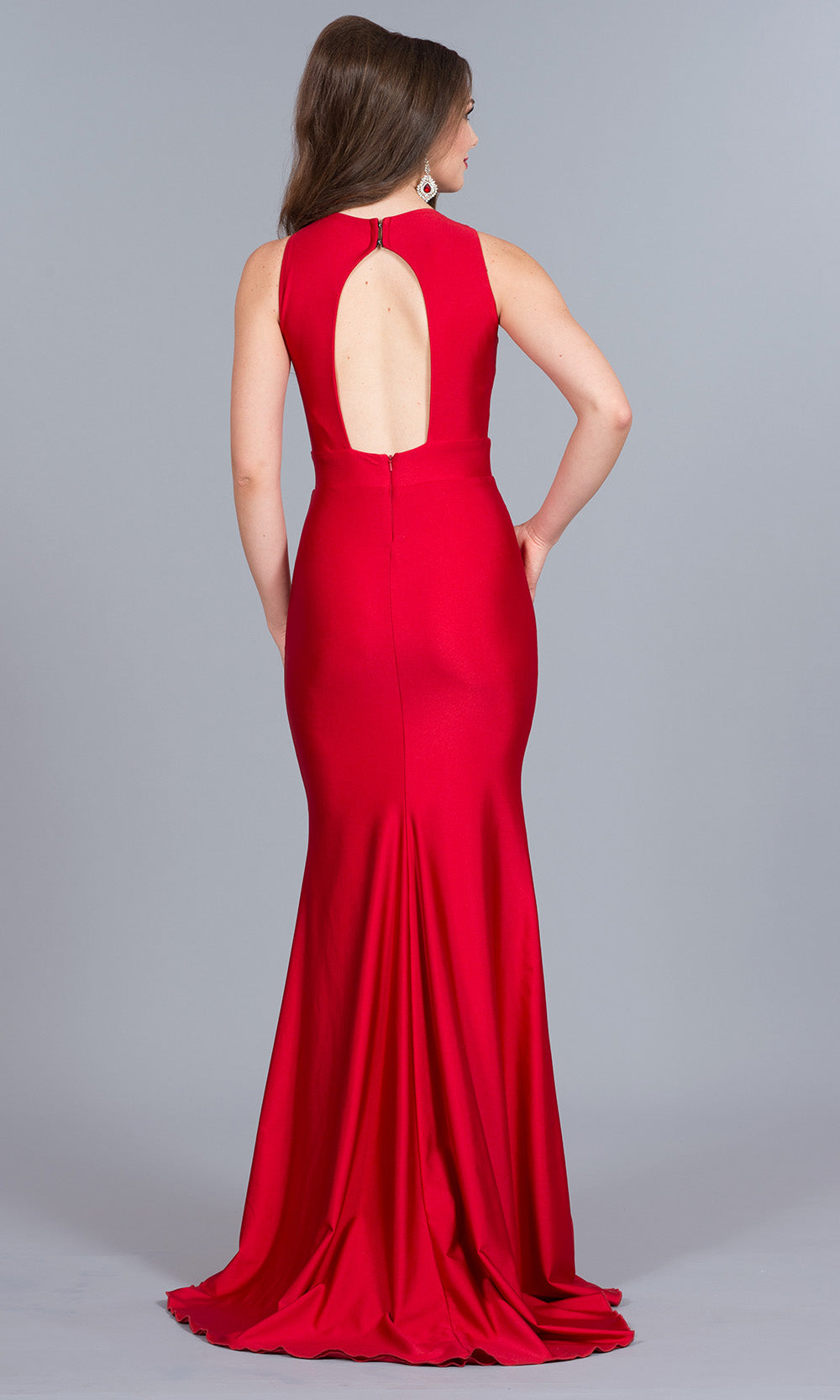 Atria - 5969H Cross-Halter Cutout Gown In Red