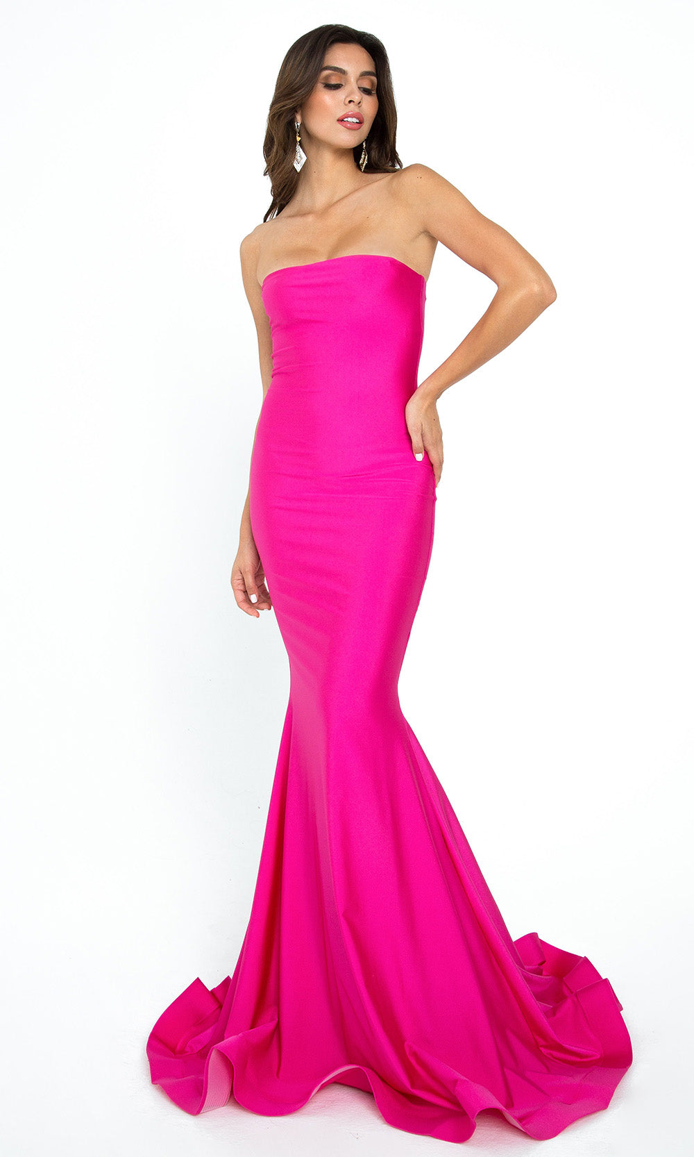 Atria - 6028H Strapless Straight Neck Mermaid Gown In Pink