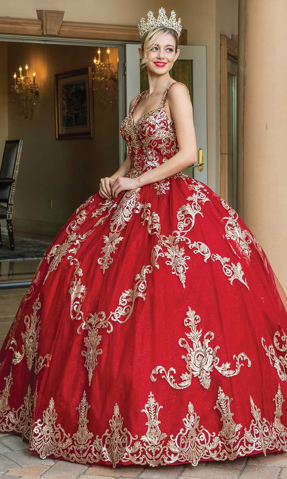 Dancing Queen - 1651 Removable Cape Embellished Ballgown In Red