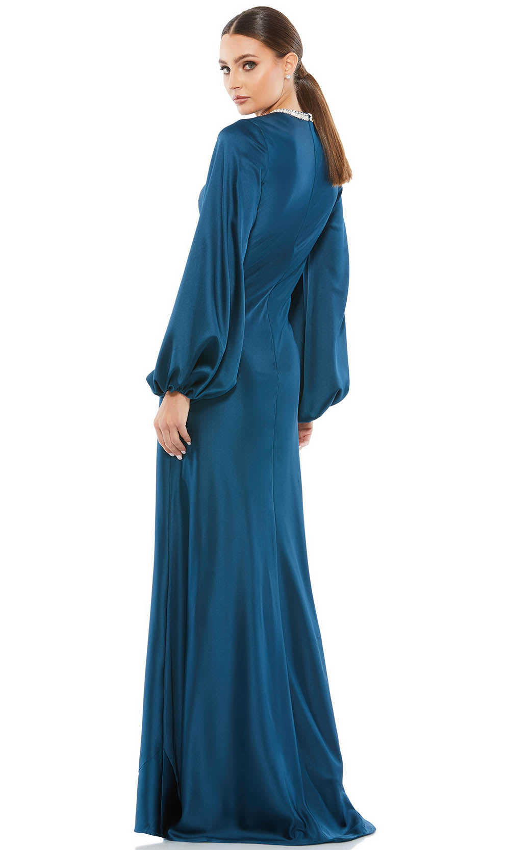 Ieena Duggal - 26575 Jeweled Neck Trumpet Gown In Blue