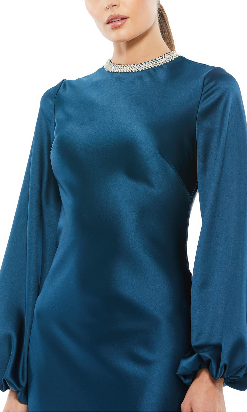 Ieena Duggal - 26575 Jeweled Neck Trumpet Gown In Blue