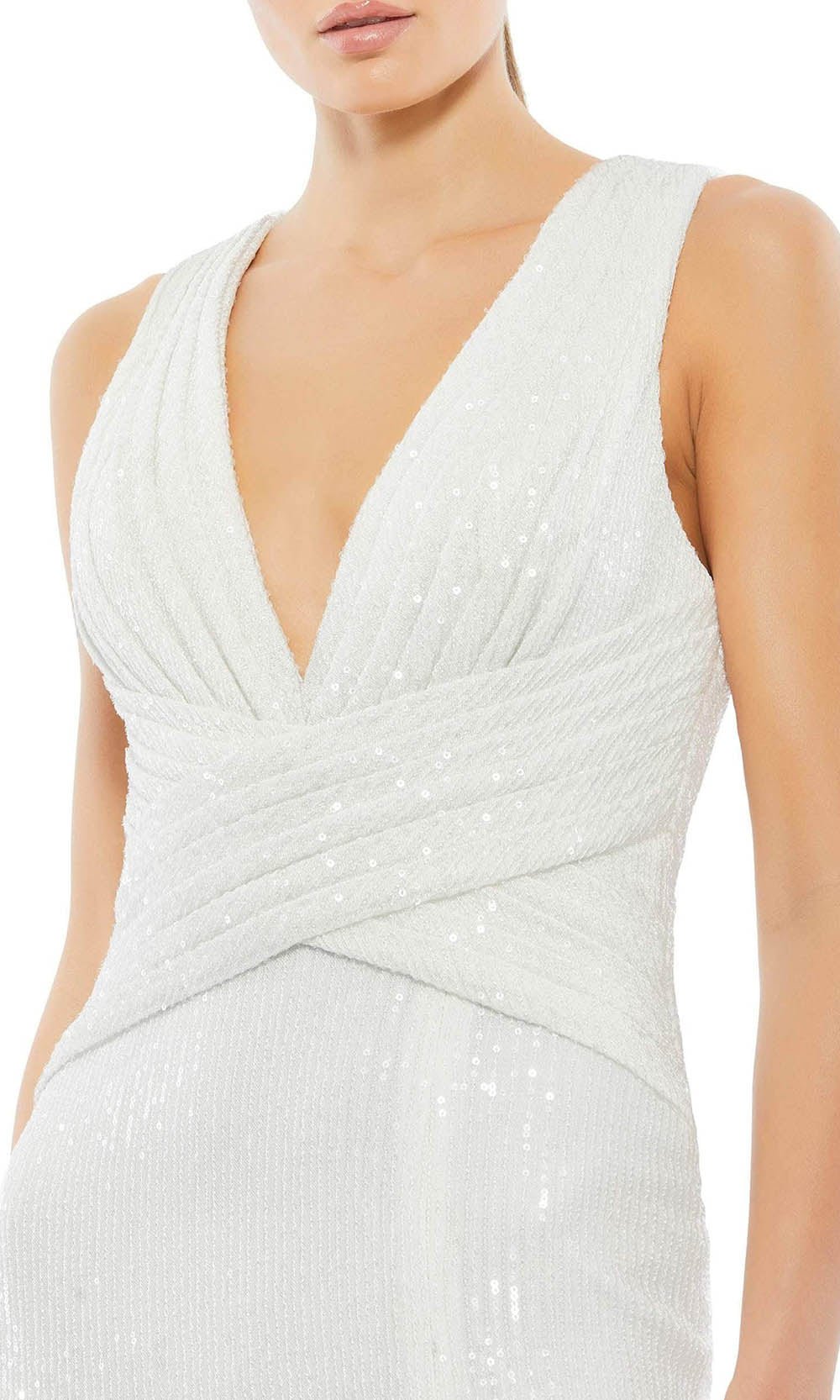 Ieena Duggal - 26598I Subtle Embellished Long Gown In White