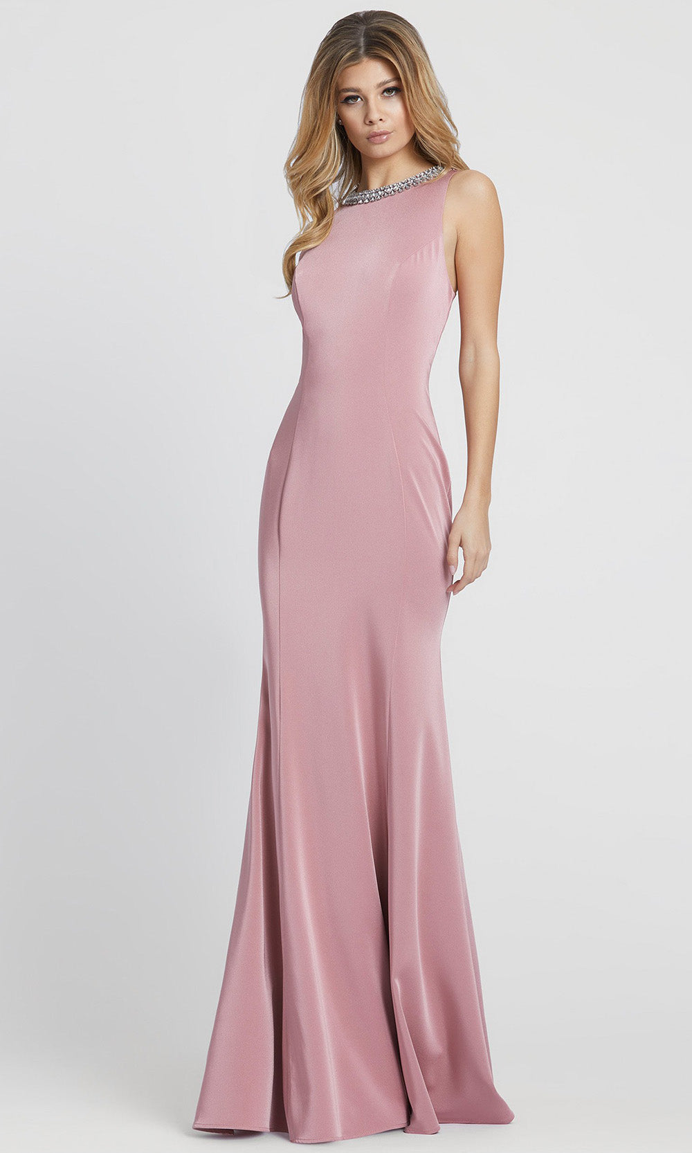 Ieena Duggal - 49093I Beaded Neck Sculpted Evening Gown In Pink