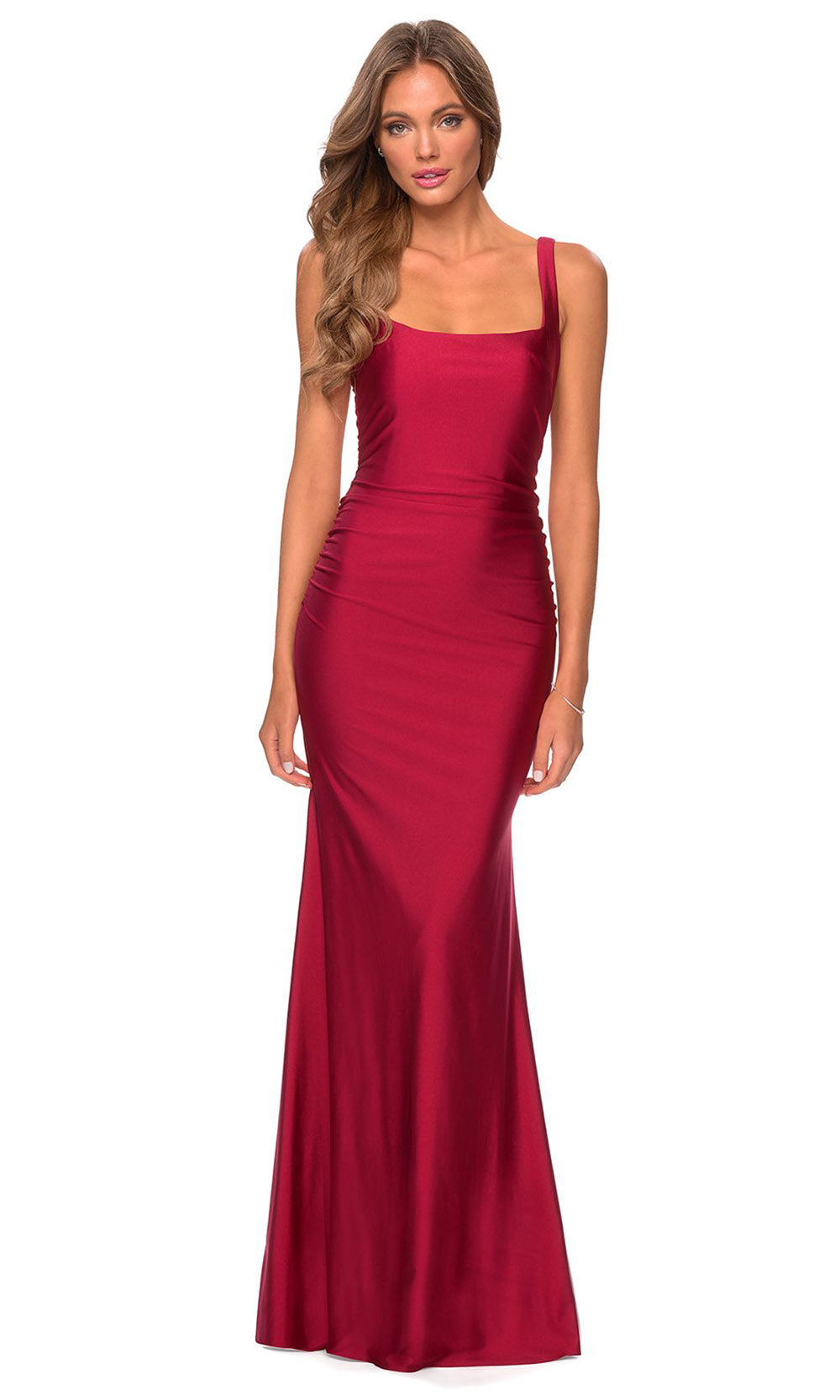 Red square neck maxi clearance dress