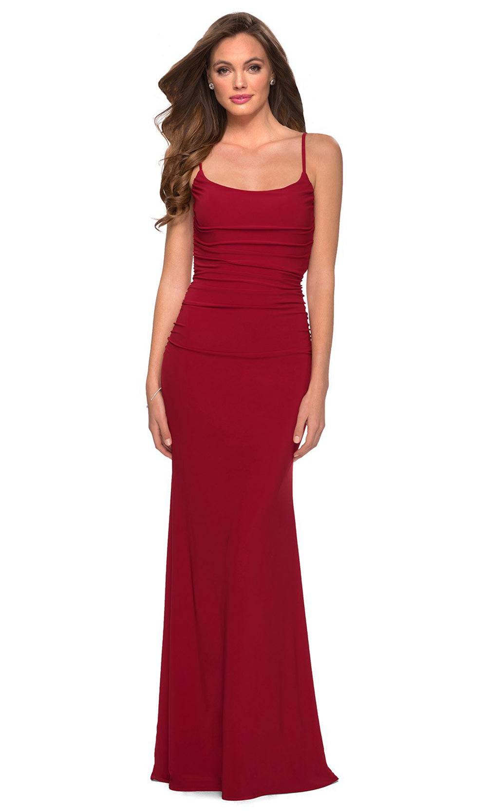 La Femme - 29358 Scoop Keyhole Back Sheath Dress In Red