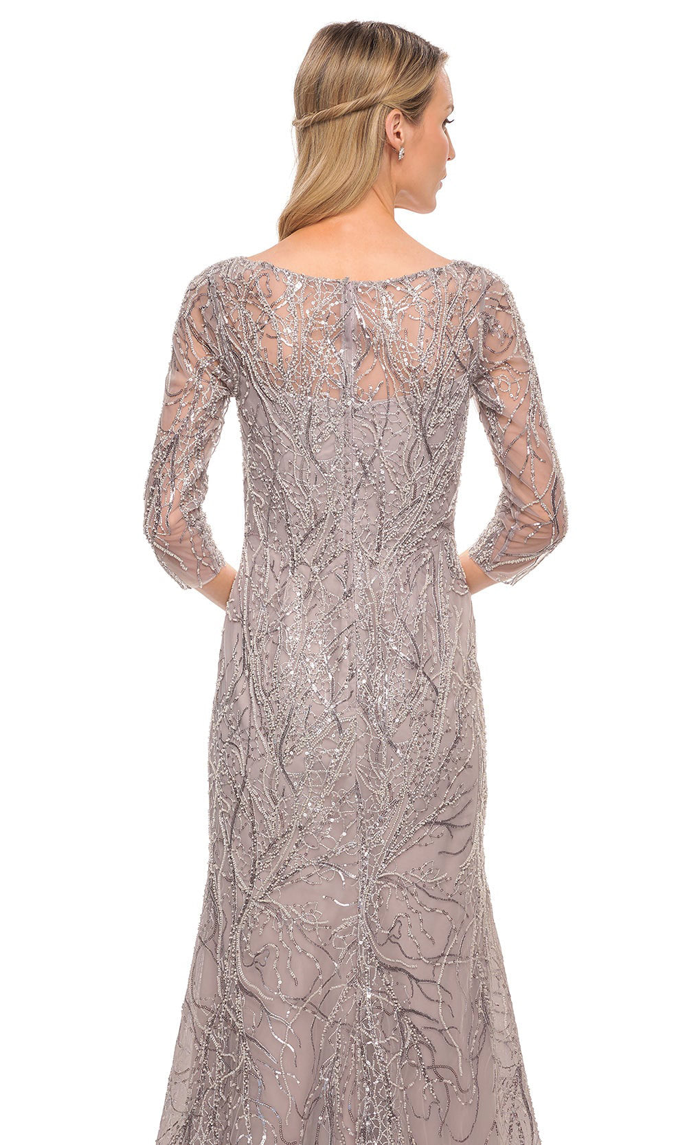 La Femme - 30044 Beaded Long Sheath Dress In Purple