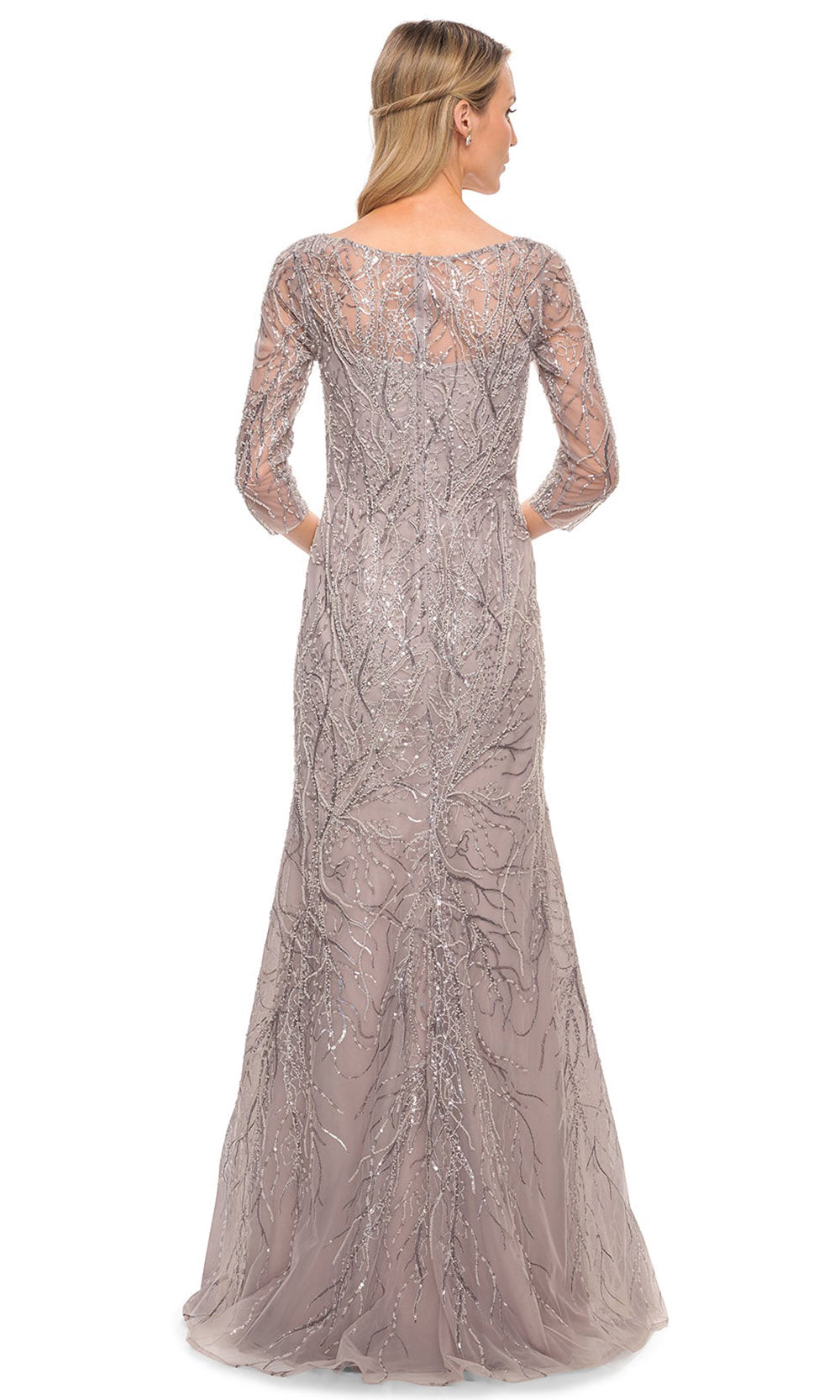 La Femme - 30044 Beaded Long Sheath Dress In Purple